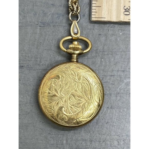 Vintage Caravelle by Bulova Full Hunter Gold-Toned 17J Jewel Ladies Pocket Watch - Picture 7 of 8